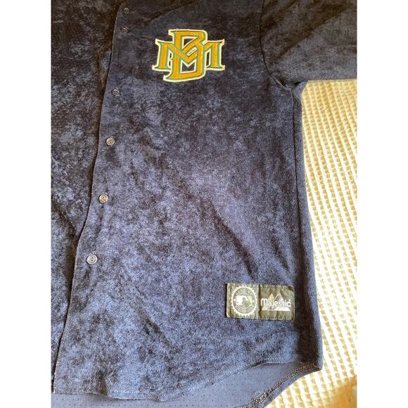 VTG Genuine Merchandise by Majestic Milwaukee Brewers Blue Button Up Jersey XL - Picture 10 of 13